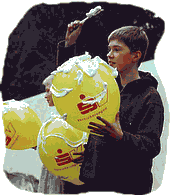 A balloon is covered with shaving cream. With a razor or a sharp knife (Careful!) the balloon is shaved without breaking it.