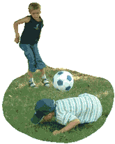 In this ball game the players in the middle of the game field are hit by players on in the outer fields with the ball.