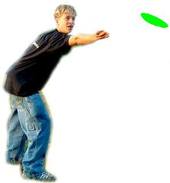 A Frisbee is thrown with least throws across a field.