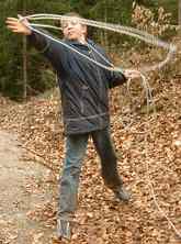 The lasso thrower must lasso a vertically standing post.