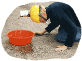 Water is transported in a tin can on a helmet and is emptied into a tub.